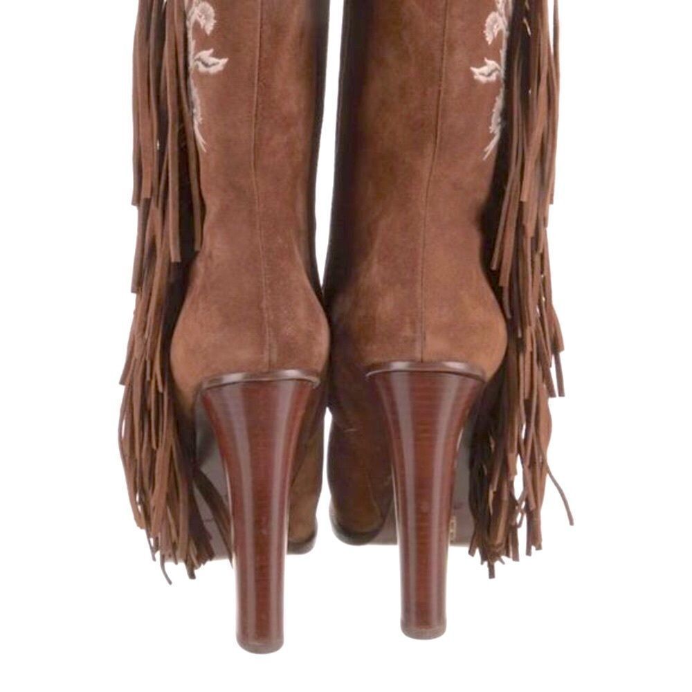 Ralph Lauren Fall 2015 Runway Collection Morel Suede Embroidered Fringe Boot - Picture 7 of 17